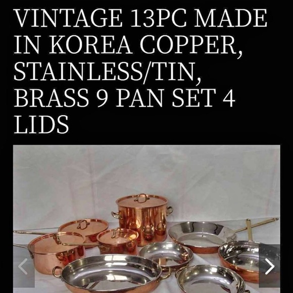 Vintage Copper Cookware Set - Picture 3 of 3